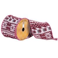 Vickerman 4" x 10yd Red/White/Silver Tapestry Jacquard Ribbon
