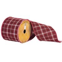 Vickerman 4" x 10yd Red/White/Silver Plaid Ribbon