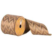 Vickerman 4" x 10yd Brown Jacquard Chevron Ribbon