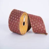 Vickerman 4" x 10yd Burgundy/Gold Jacquard Flower Ribbon