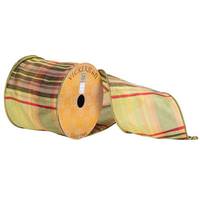 Vickerman 4" x 10yd Red/Light Green/Dark Green Plaid Ribbon