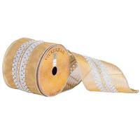 Vickerman 4" x 10yd Gold/Silver Sheer Lace Ribbon