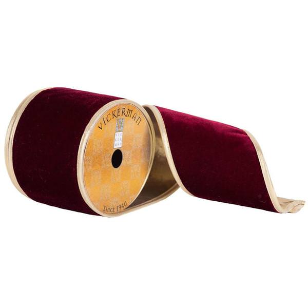 4" x 10yd Red Plush Velvet Ribbon