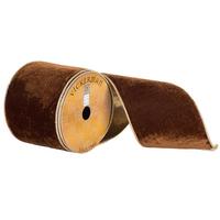 Vickerman 4" x 10yd Brown Plush Velvet Ribbon