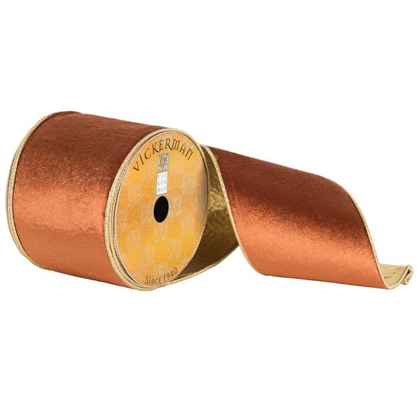 4" x 10yd Copper Plush Velvet Ribbon
