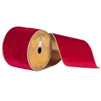 Vickerman 4" x 10yd Deep Red Plush Velvet Ribbon