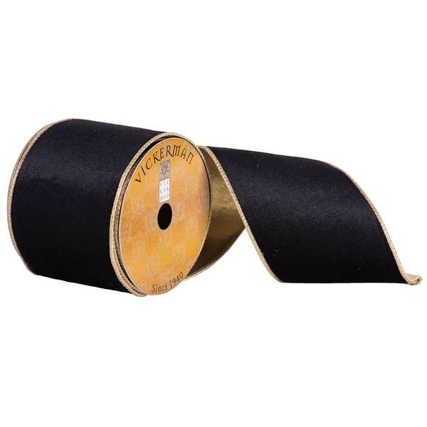 4" x 10yd Black Flat Velvet Ribbon