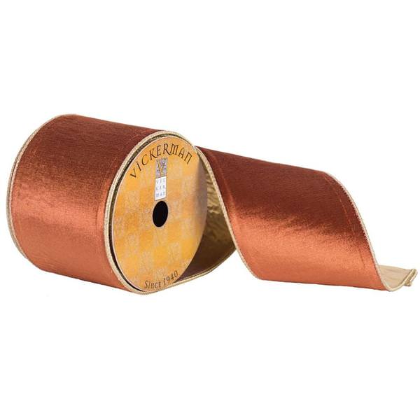 4" x 10yd Copper Flat Velvet Ribbon