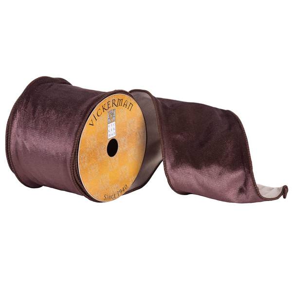 4" x 10yd Chocolate Plush Velvet Ribbon