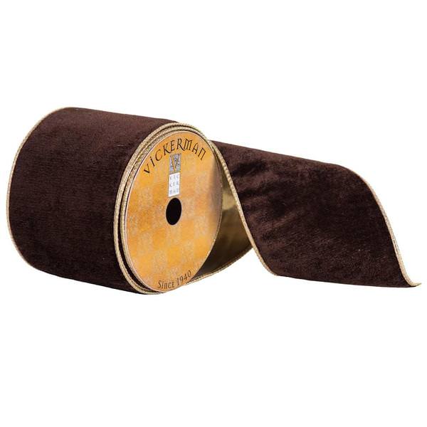 4" x 10yd Chocolate Plush Velvet Ribbon