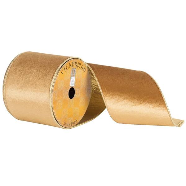 4" x 10yd Gold Plush Velvet Ribbon