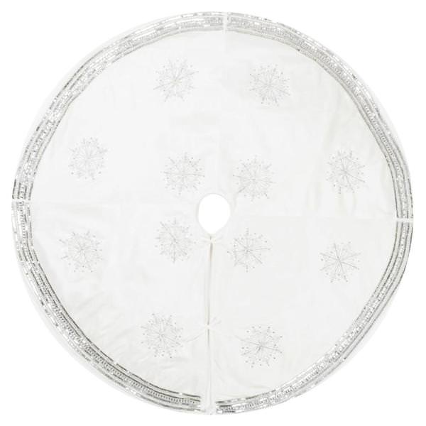 60" White Banded Snowflake Tree Skirt