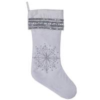 Vickerman 8" x 19" Beaded Snowflakes Christmas Stocking