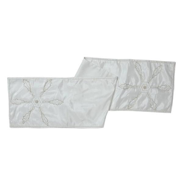 14" x 90" White Beaded Snowflake Table Runner