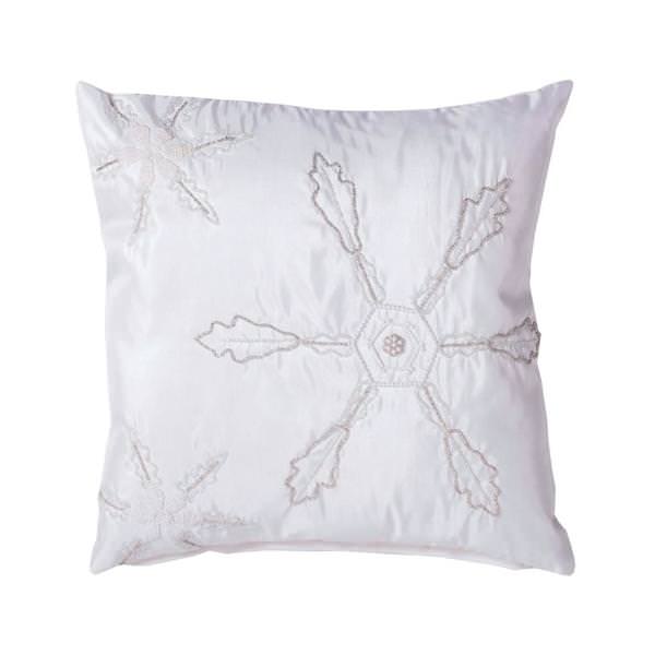18" x 18"  Pure White Snowflake Pattern Pillow