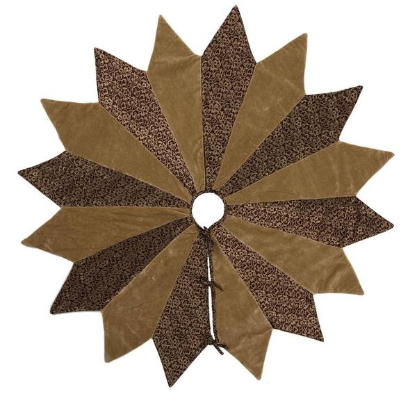 60" Woven Brocade And Plush Velvet Tree Skirt