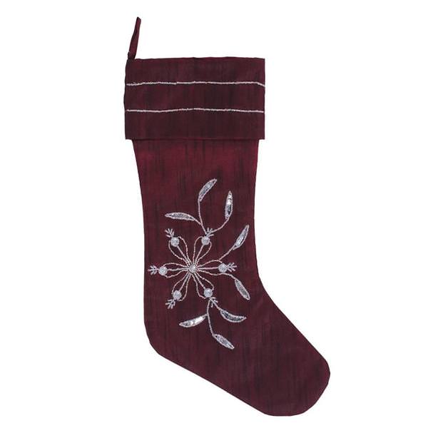 8" x 19" Silver Sparkle Beaded Christmas Stocking