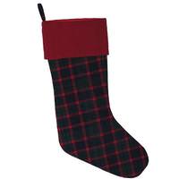Vickerman 8" x 19" Traditional Holiday Plaid Christmas Stocking