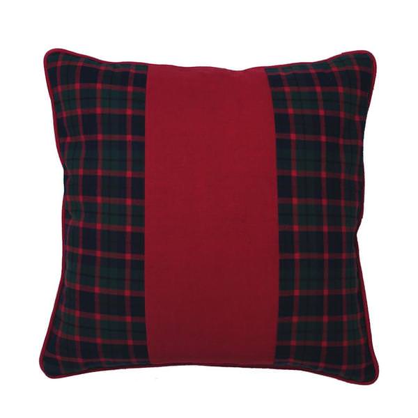 18" Holiday Red/Black Plaid Cotton Duckcloth Pillow