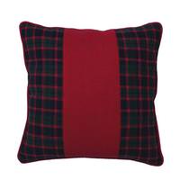 View 18" Holiday Red/Black Plaid Cotton Duckcloth Pillow