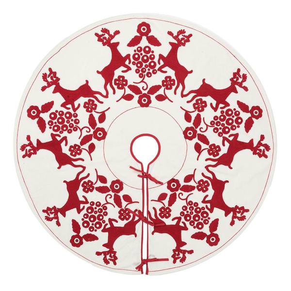 60" Embroidered Scandia Christmas Tree Skirt