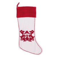 Vickerman 8" x 19" Crisp White Cotton Embroidered Christmas Stocking