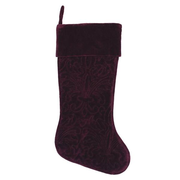 8" x 19" Wine Cotton Velvet Christmas Stocking
