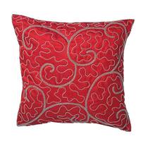 View 18" Red Filigree Scroll Pillow