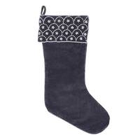 View 8" x 19" Blue Plush Cotton Velvet Christmas Stocking