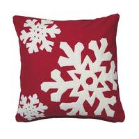 Vickerman 18" x 18" Red/White Cotton Duckcloth Snowflake Pillow