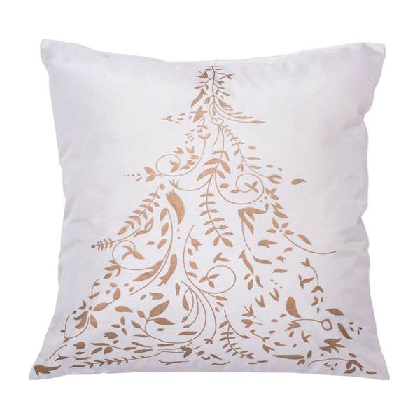 18" White/Gold Stamped Tree Pillow