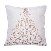 Vickerman 18" White/Gold Stamped Tree Pillow