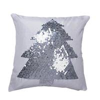 Vickerman 18" x 18" White/Silver Sequin Tree Pillow