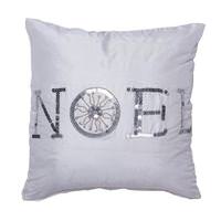Vickerman 18" x 18" Pure White Silver Sequin "Noel" Pillow