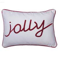 Vickerman 14" White with Red Piping "Jolly" Pillow