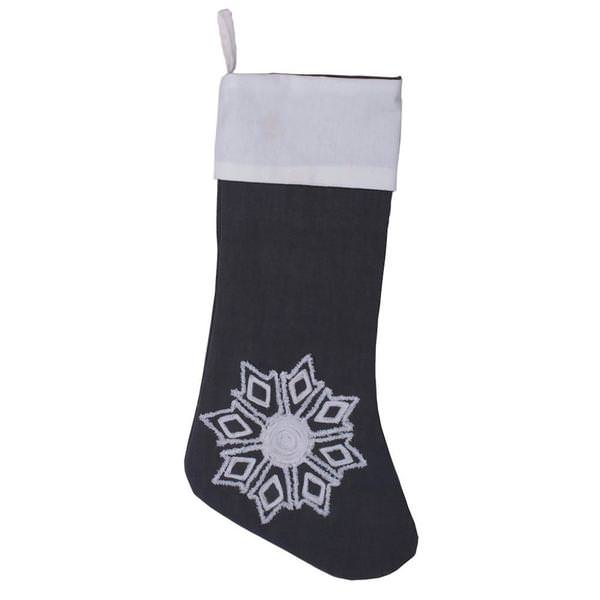 8" x 19" Embroidered Snowflake Christmas Stocking