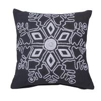 Vickerman 18" x 18" Black/White Winter Snowflake Pillow