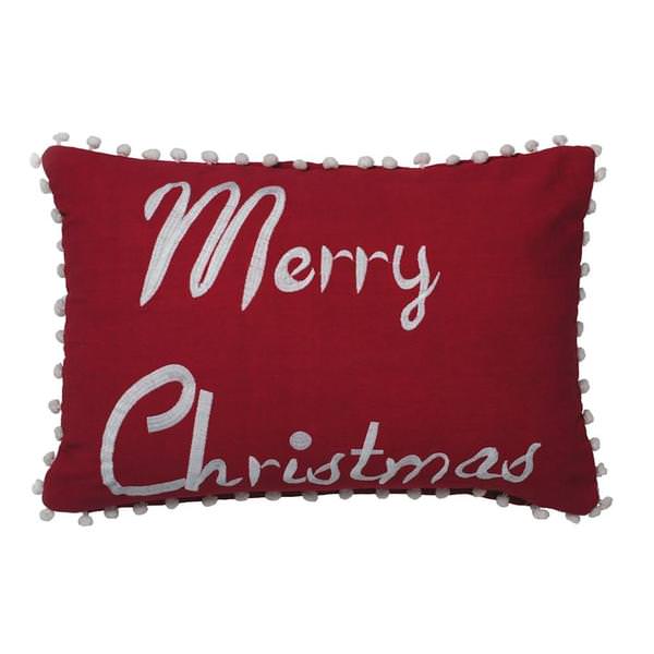 14" x 20" Red/White Whimsical "Merry Christmas" Pillow