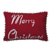 Vickerman 14" x 20" Red/White Whimsical "Merry Christmas" Pillow