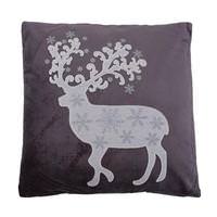 Vickerman 18" x 18"  Cotton Velvet Silver Nordic Deer Pillow