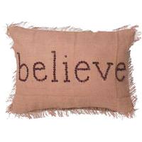 Vickerman 14" x 20" Rustic And Festive Burlap "Believe" Pillow