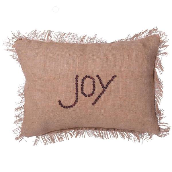 14" x 20" Rustic And Festive Burlap "Joy" Pillow