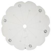 Vickerman 60" White Cotton Velvet Silver Sequin/Embroidered Tree Skirt