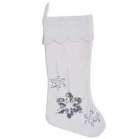 Vickerman 8" x 19" White Plush Cotton Velvet Christmas Stocking