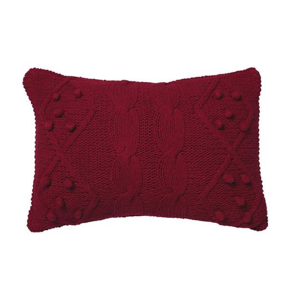 14" x 20" Red French Knot /Cable Design 100% Cotton Pillow