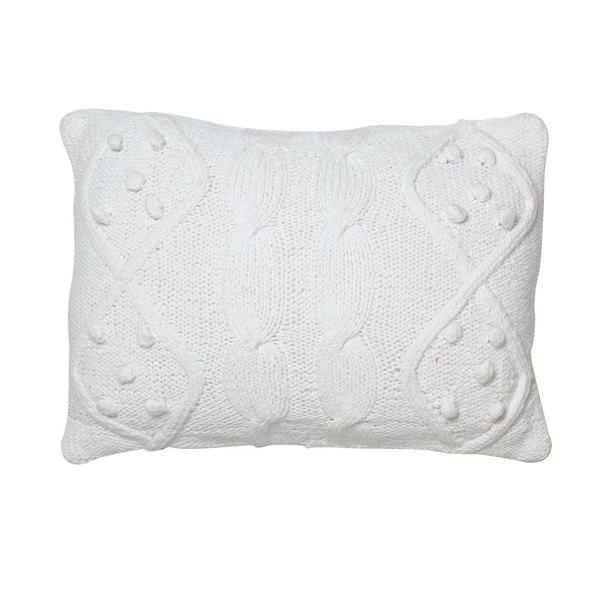 14" x 20" White French Knot /Cable Design 100% Cotton Pillow