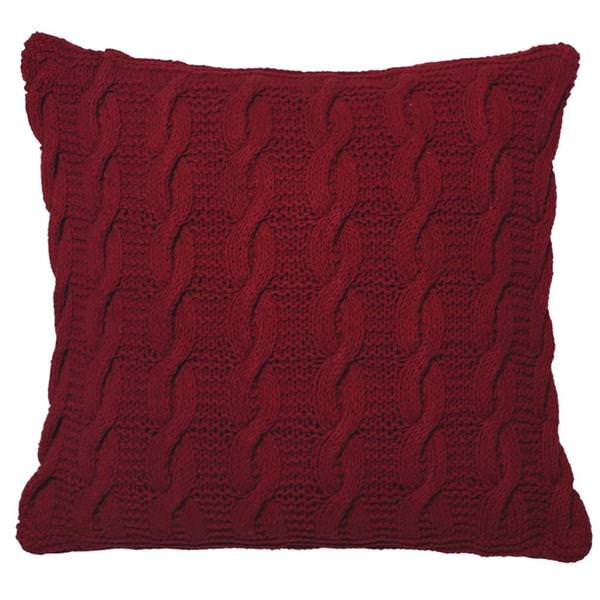 18" x 18" Red Cable Knit 100% Cotton Pillow