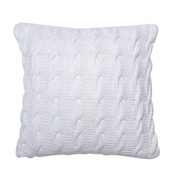 18" x 18" White Cable Knit 100% Cotton Pillow