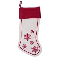 Vickerman 8" x 19" Red/White Embroidered Christmas Stocking