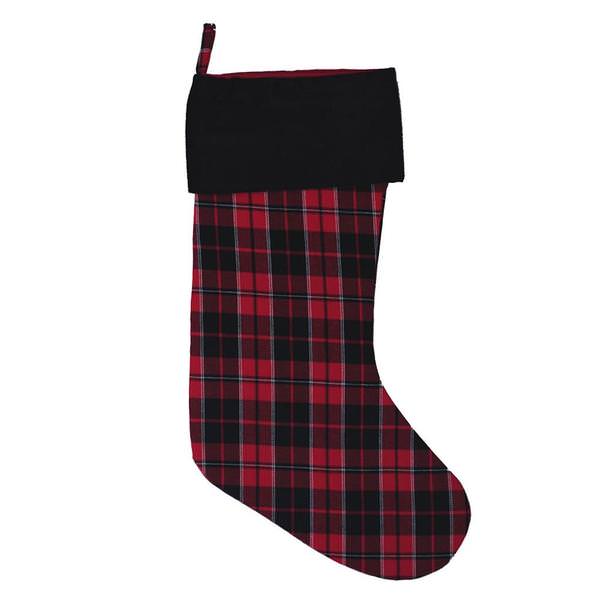 8" x 19" Traditional Holiday Plaid Christmas Stocking